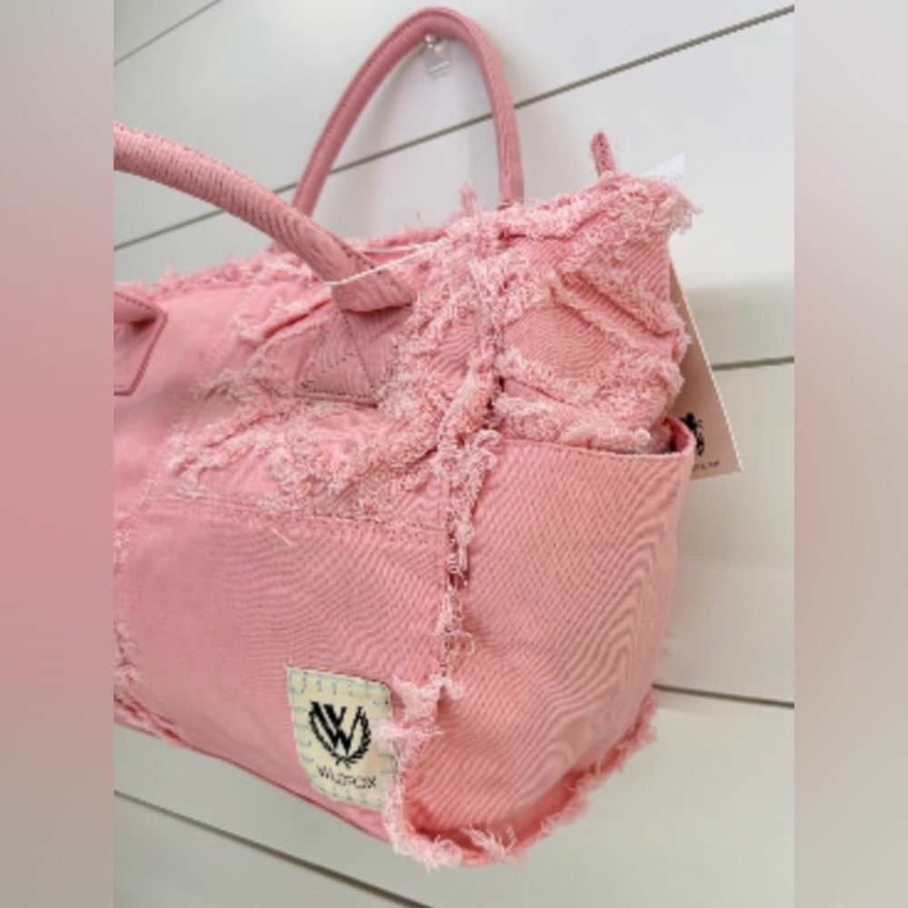 Wildfox Pink Distressed Patchwork Tote Bag- New with Tags. - Picture 3 of 7